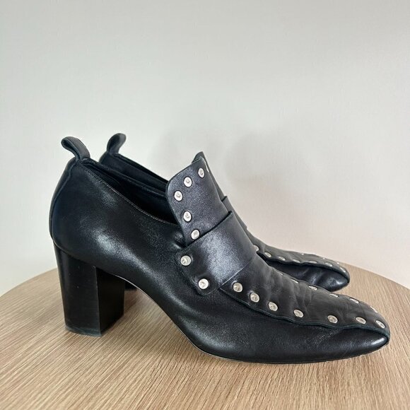 CELINE SOFT LEATHER SLIPPER PUMP 70 STUD DETAIL BLACK LOAFERS SIZE 38.5 - Picture 7 of 11